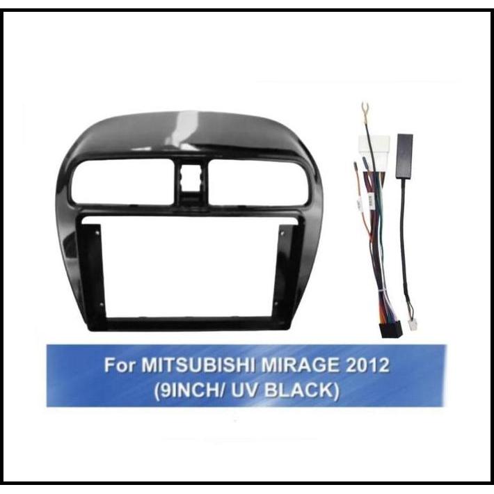 TERBARU FRAME 7 / 9 INCH MITSUBISHI MIRAGE 2012 UV BLACK PANEL HEAD UNIT 