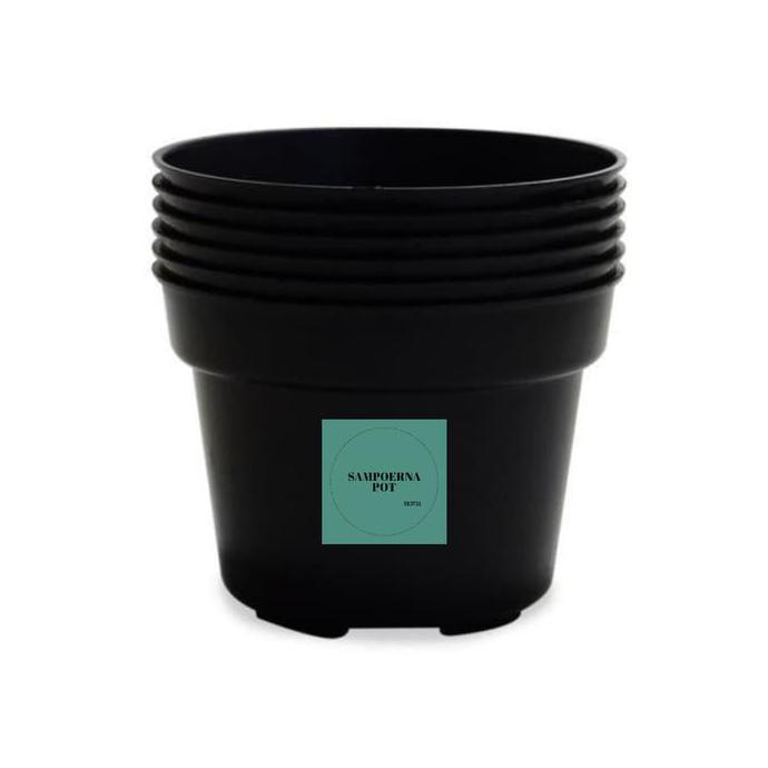 Joee- Pot Bunga Tanaman Plastik Hitam 40Cm