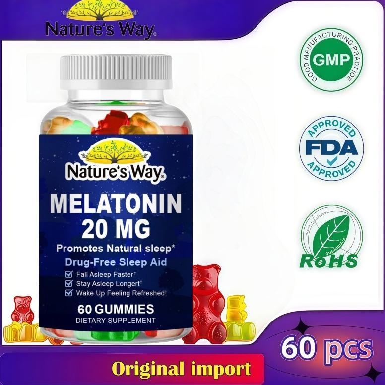Nature's Way Melatonin 20mg Meningkatkan tidur alami Bantuan Tidur Bebas Tertidur lebih cepat Tetap 