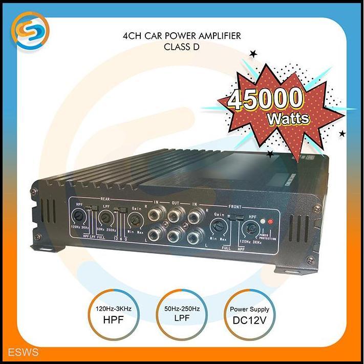 TERBARU CAR POWER AMPLIFIER 4 CHANNEL CLASS D 45000 WATT ESWS 