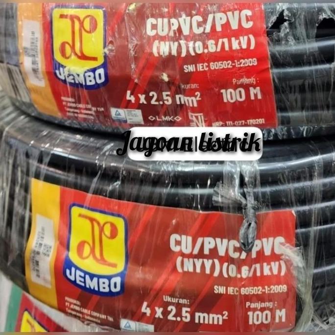 Promo Kabel Listrik Kawat NYY 4x2.5 mm Hitam JEMBO Kawat Tunggal 4 x 2.5 mm 100 Meter Tembaga Diskon