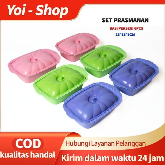 Why99- (6Pcs) Set Basi Prasmanan Plastik / Wadah Saji Prasmanan / Tempat Makan Prasmanan Set / Wadah
