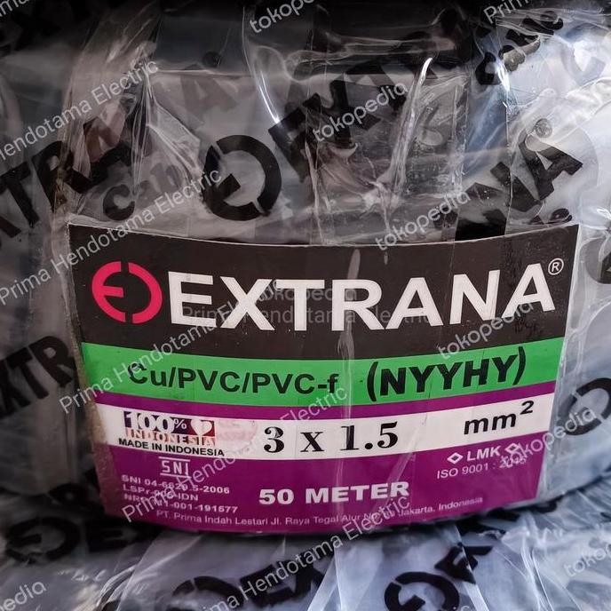 Kabel NYYHY 3x1,5mm Extrana Kabel Extrana Serabut NYYHY 3x1.5 mm 50Mtr