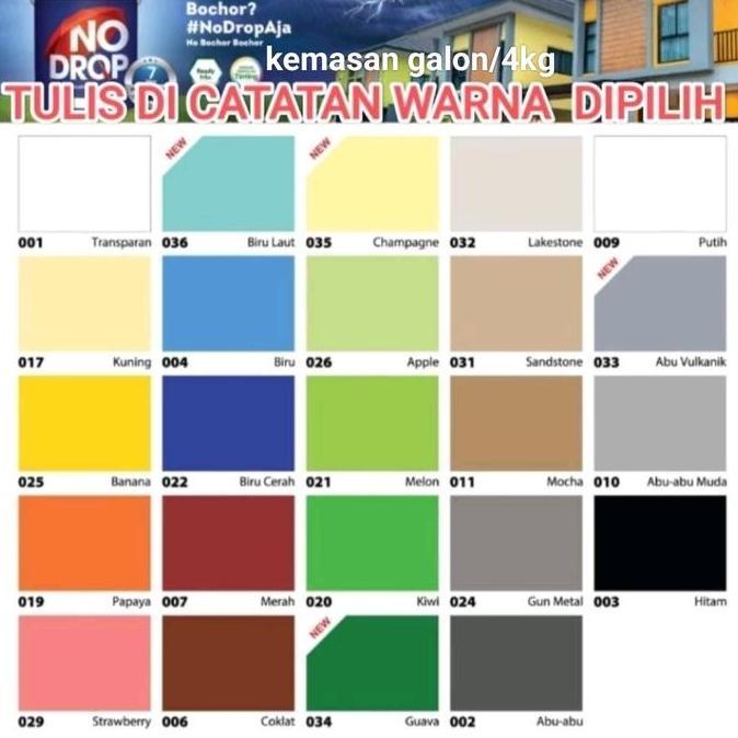 TERBARU - Paint No Drop Cat Pelapis Anti Bocor Galon 4kg - Pilihan Warna Tersedia