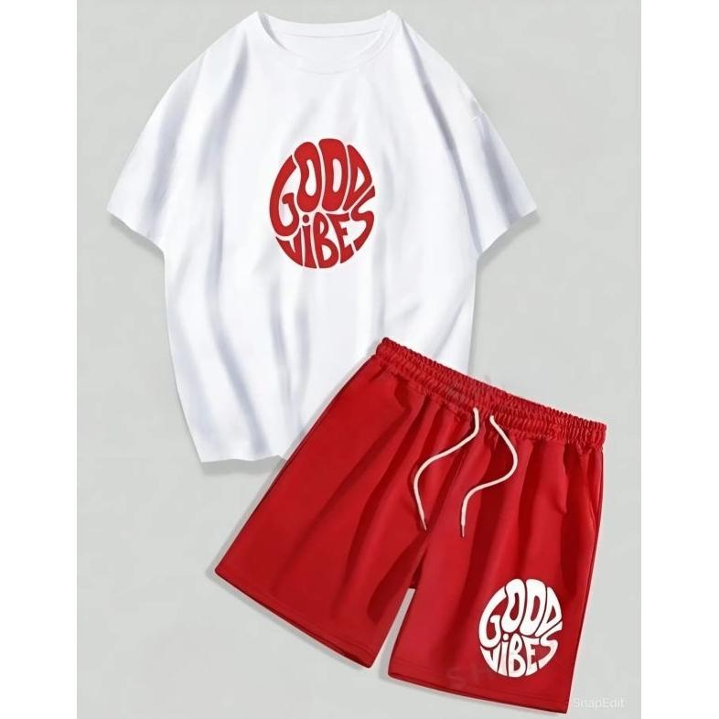 NEW Setelan Pria 1 Set Celana Pendek Baju Setelan Kaos pria Korean Baju Distro Pria