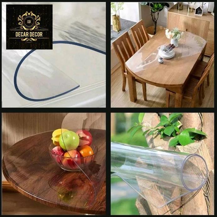 Costum Taplak Meja Mika Bening Transparan 2 mm 0,7 mm 1,5 mm