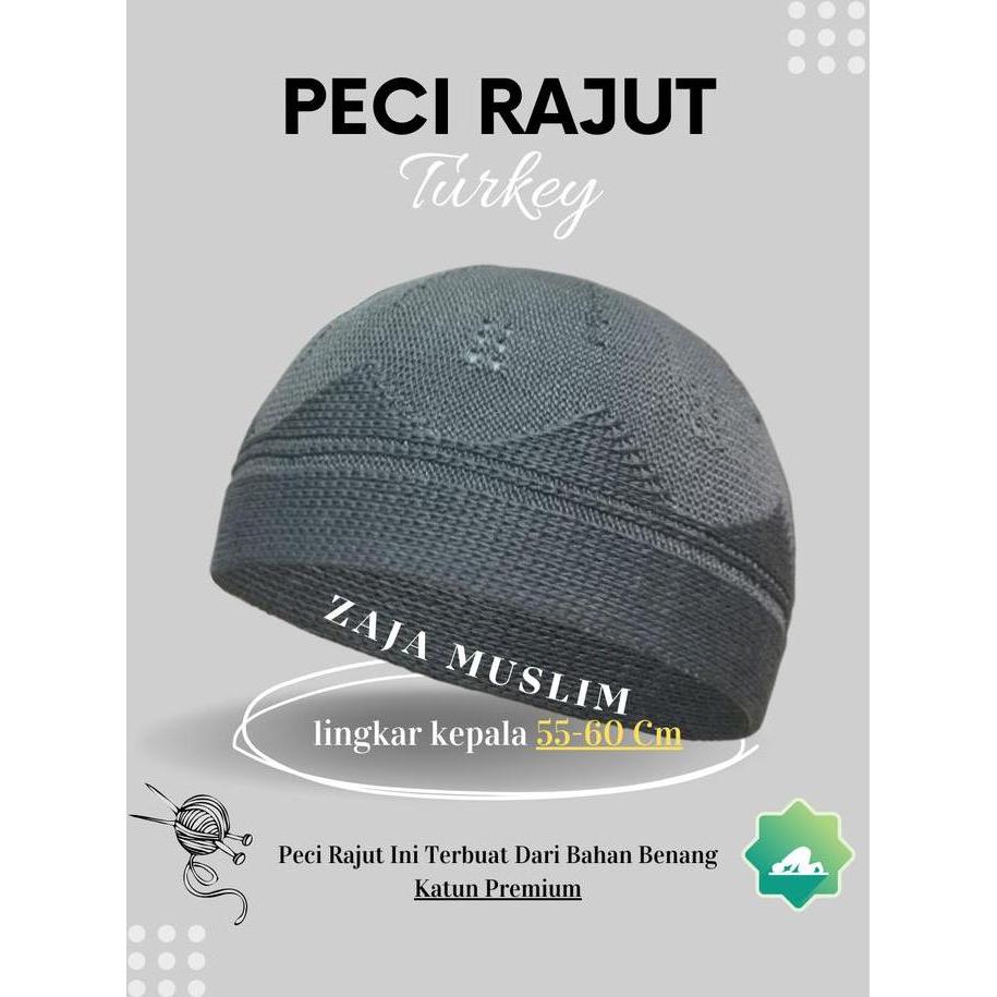 Termurah / Hot Sale Peci Rajut Dewasa Model Turki Polos Tebal Perlengkapan Sholat Peci Haji Nyaman D