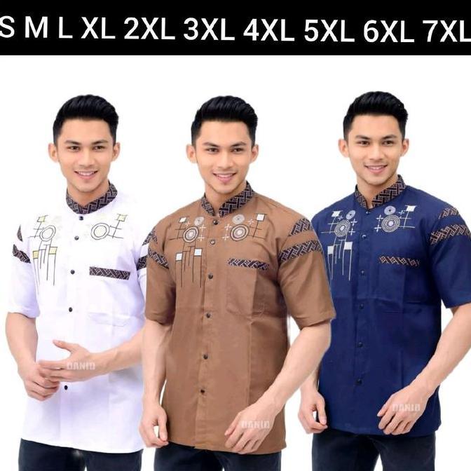 Termurah / Hot Sale Baju Koko Pria Jumbo 3Xl 4Xl 5Xl 6Xl 7Xl Lengan Pendek Terbaru Batik Bordir Katu