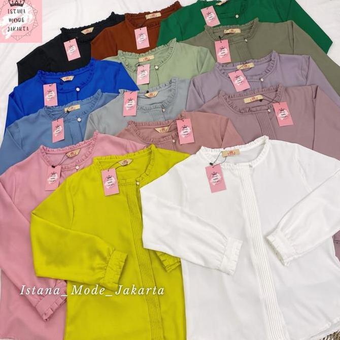 Imj Shakilla Lilac Blouse Premium Baju Atasan Wanita Lengan Panjang All Size Fit To XXL