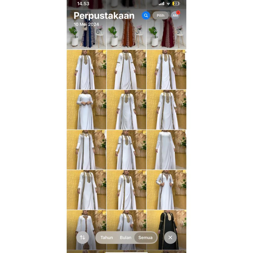 ABAYA PUTIH CICI GIDING RANDOM MOTIF