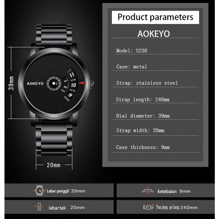 HOT Aokeyo S230 Jam Tangan Pria Anti Air ORI Luxury Bisnis Jam Tangan Pria Stainless Steel Jam Tanga