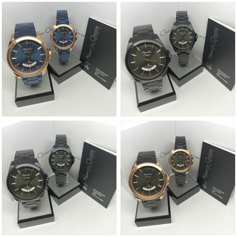 Jam Tangan Couple Alexandre Christie 8676 AC8676 AC Couple Tali Besi / Stainless steel