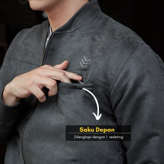 Delibra Jaket Bomber Suede Pria Premium