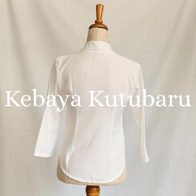 Loewes ATASAN KEBAYA KUTU BARU MODERN LINEN LOOK KATUN JEPANG PREMIUM Lengan Panjang 3/4 Warna Putih