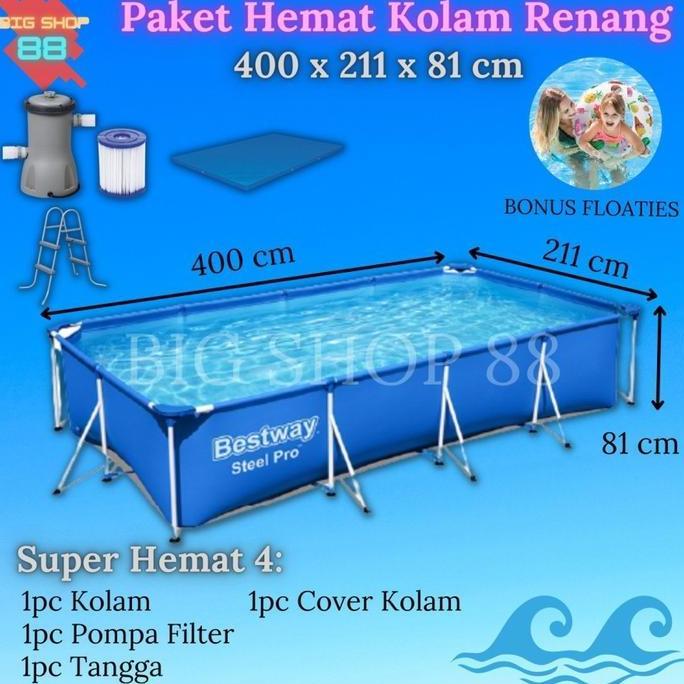 KOLAM RENANG BESTWAY PORTABLE FRAME KOLAM RENANG ANAK JUMBO 4M 4METER