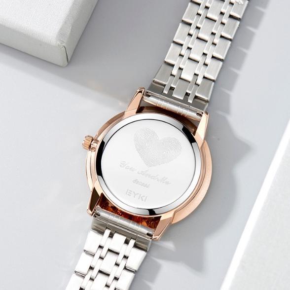 Jam Tangan Couple/Pasangan Eyki Original E2099 Tali Rantai Kombinasi