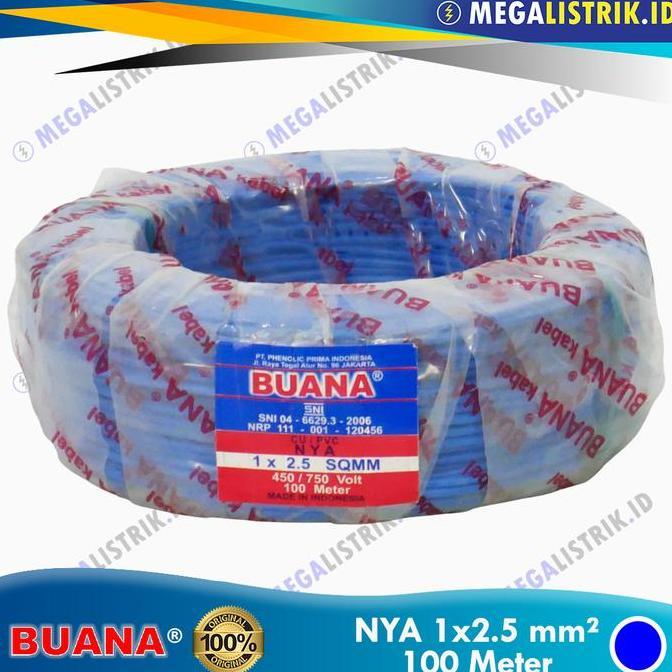 Promo Buana Nya 1 X 2.5 Mm ( Rol 100 Meter ) / Kabel Listrik Kawat Engkel Tembaga Nya 1 X 2.5Mm ( 10