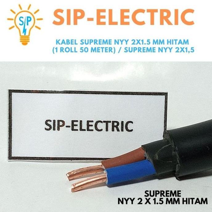 Grosir Kabel Supreme Nyy 2X1.5 Mm Hitam (1 Roll 50 Meter) / Supreme Nyy 2X1,5