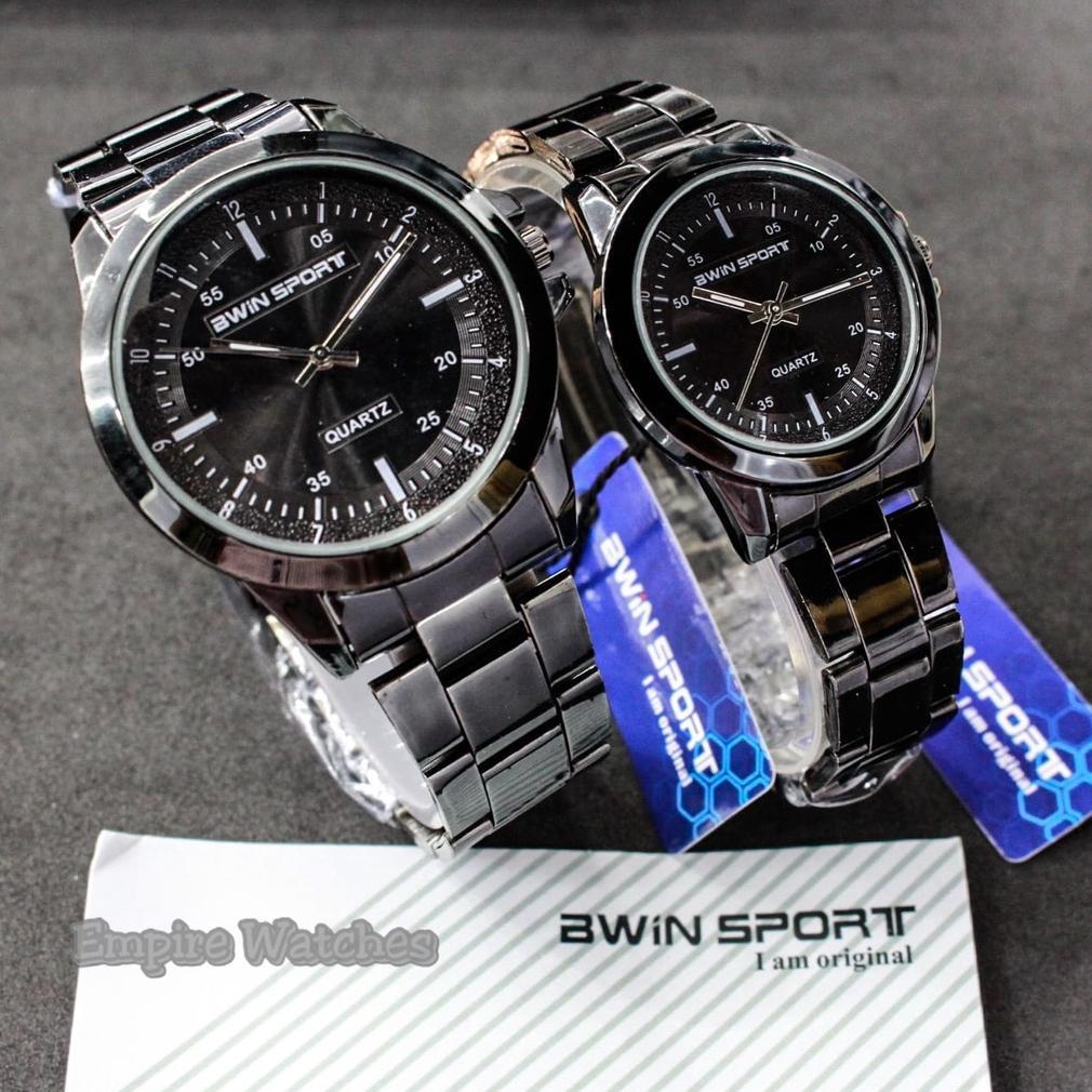 Jam Tangan Couple Awin Bwin Sport M1038G M1038L Pria Wanita Cowok Cewek Analog Rantai Stainless Kual