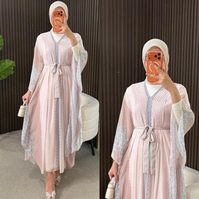 Fatunhijabs - Alina Kaftan Etnik - Bahan Ceruty Premium Mix Furing Busui Friendly - Remaja, Lebaran,