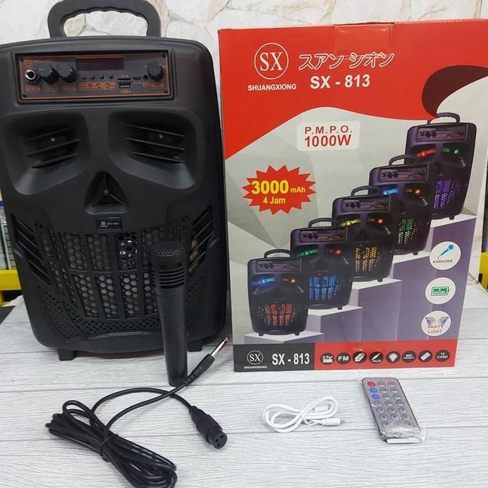 Speaker Bluetooth 8" Karaoke Free Mic Mp3 Player USB Micro Sd SX 813 all-u99 Kualitas Baik