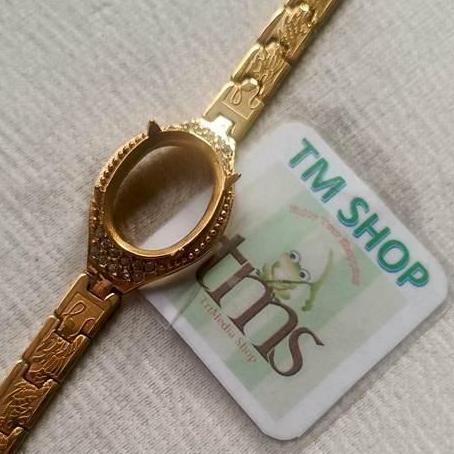 gelang titanium batu akik warna gold