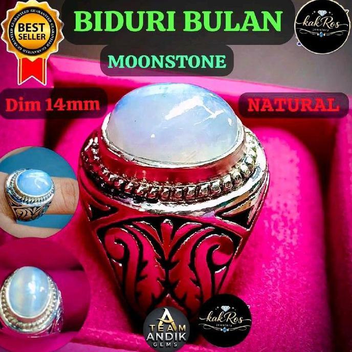 BATU BIDURI BULAN MOONSTONE NATURAL RING ALPAKA SUPER