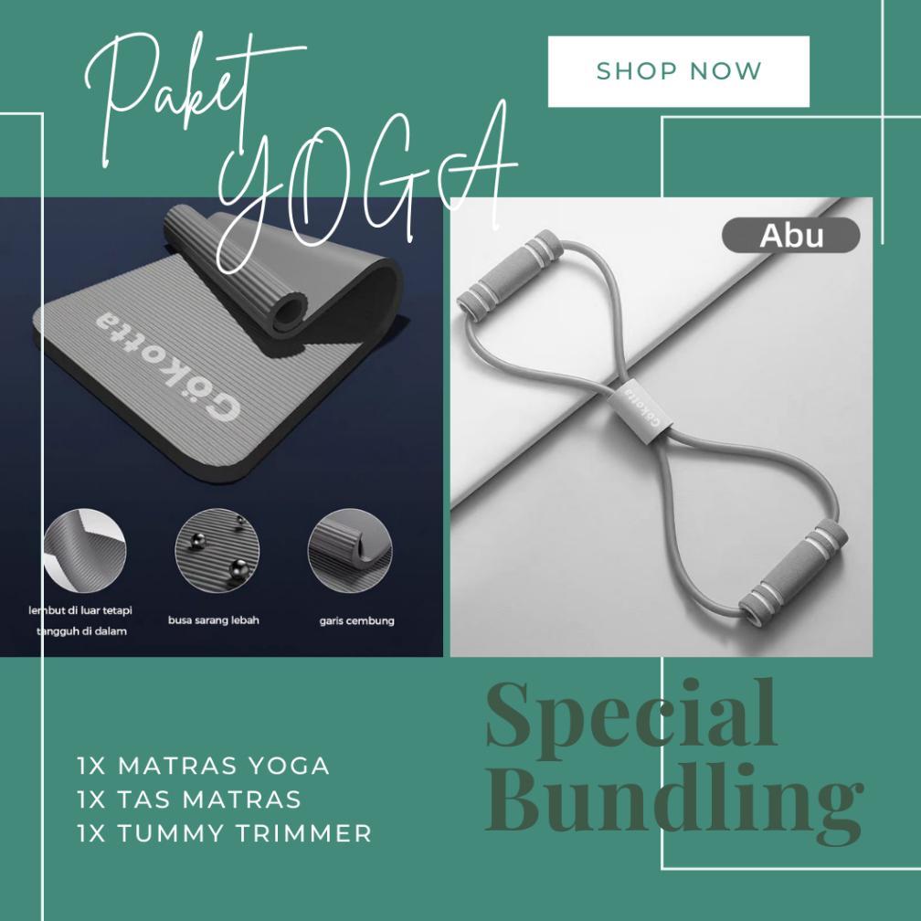 Re-65 Gokotta Bundling Hemat Matras Olahraga Dan Tali Yoga Elastis/ Yogas Mat/ Matras Anti Slip/ Fre