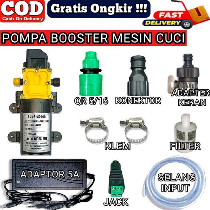 Paket Lengkap Pompa Booster Mesin Cuci / Pendorong Air Mesin Cuci Hemat