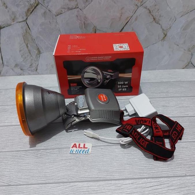 Senter Kepala Jumbo Led Cahaya Putih Kuning 300W Aoki AK H300 Original all-u99 Berkualitas