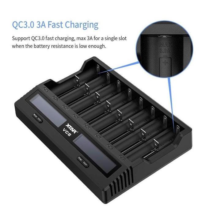 Kanpeki- Xtar Vc8 Qc3.0 Charger Type-C 8X21700 Protected Battery Charger