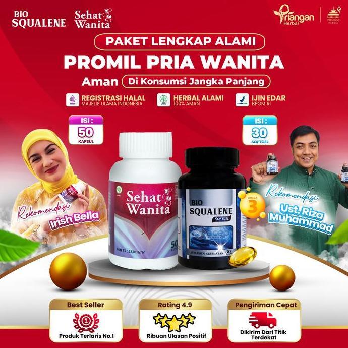 Paket Promil Program Hamil Vitamin Kesuburan Pria Wanita Bio Squalene Sehat Wanita Suplemen Kesubura