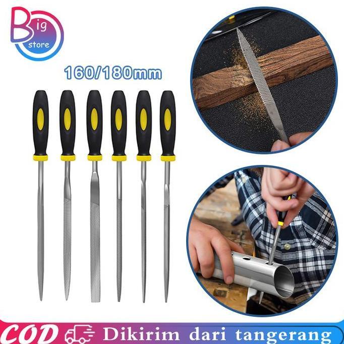 LOANHERCH 5pcs/Set Kikir Besi Set Kikir Jarum Kikir Besi Gepeng Kikir Besi Bulat 160mm 180mm Untuk P