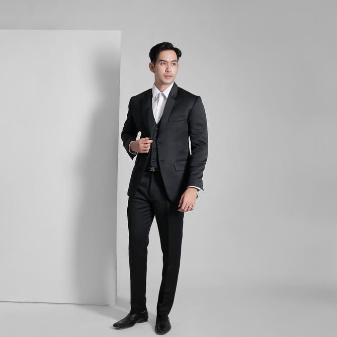 Setelan Jas Celana & Rompi Pria Hitam, Jas Slim Fit Formal, Peaky Series, Setelan Jas Peaky, Goldy O