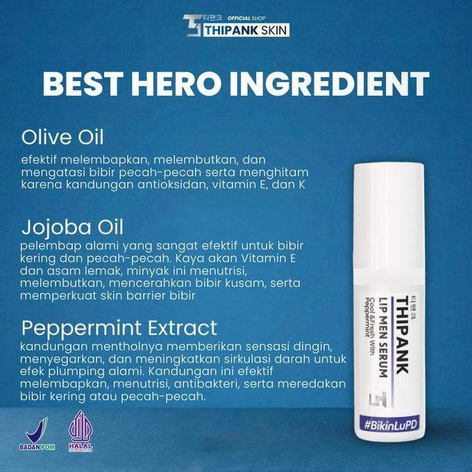 Feisumasuku- (1 Pcs) Thipank Lip Serum Pria With Extrack Peppermint Lip Serum Cowok Terbaik Lip Seru