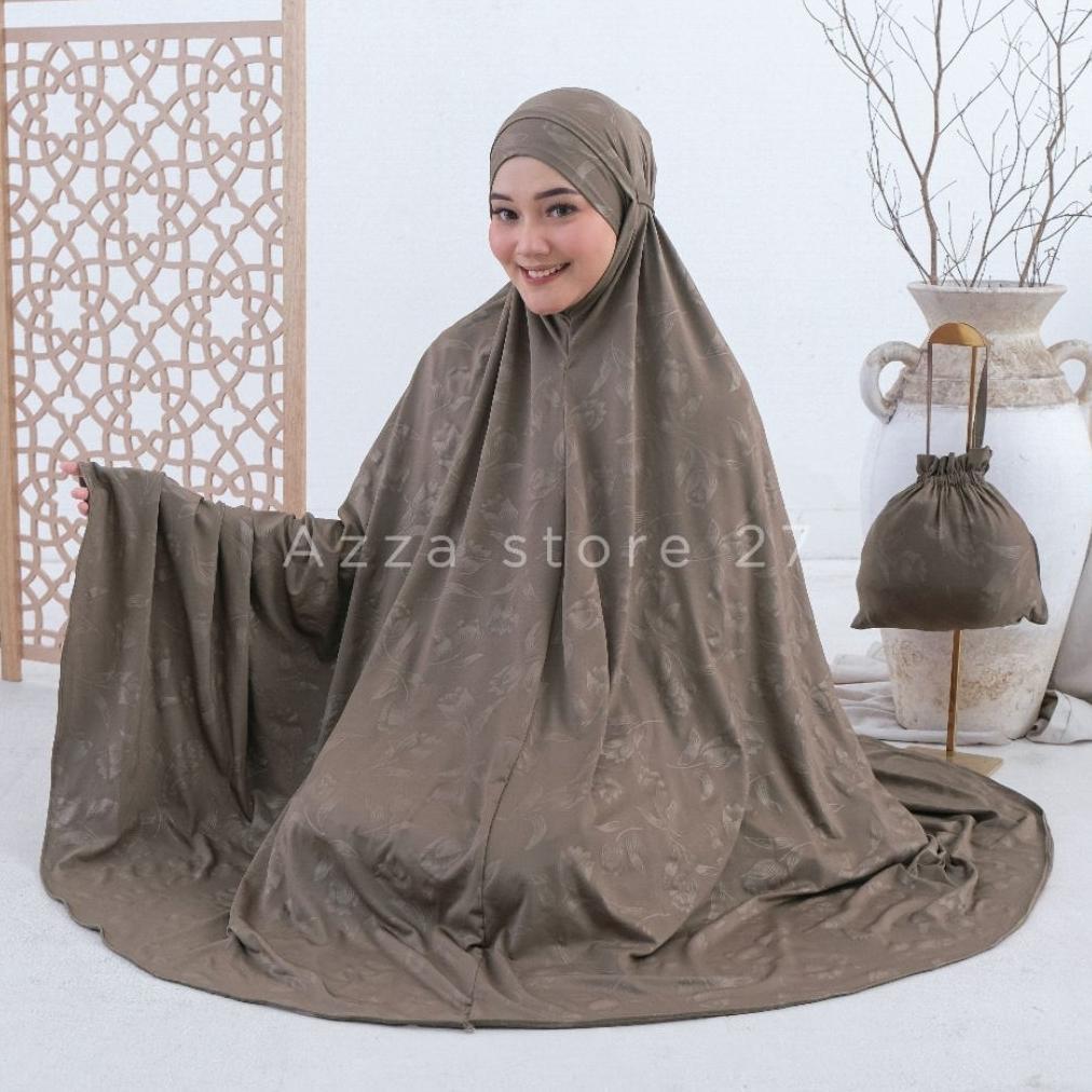 KHONJIELABS AZZA STORE27 - MUKENA DEWASA MODEL HIJAB JERSEY EMBOS MENUTUP DAGU TERBARU LAUNCHING VIR