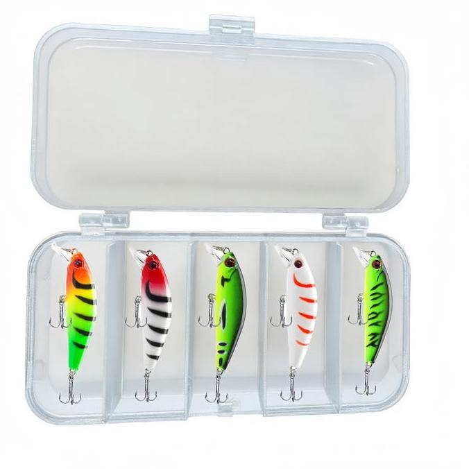 Sakanatsuri- Samsers Outdoor Umpan Pancing Minnow Sinking 5.5Cm/6G 5Pcs Set 5 Warna Mata Tajam Bkb U