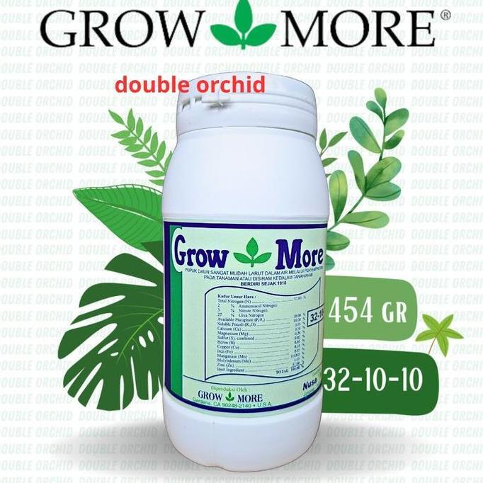 Pupuk / Nutrisi NPK GrowMore Daun 32-10-10 (454gr) Akar Bunga Buah 454 Gram Kemasan Botol Pupuk Grow