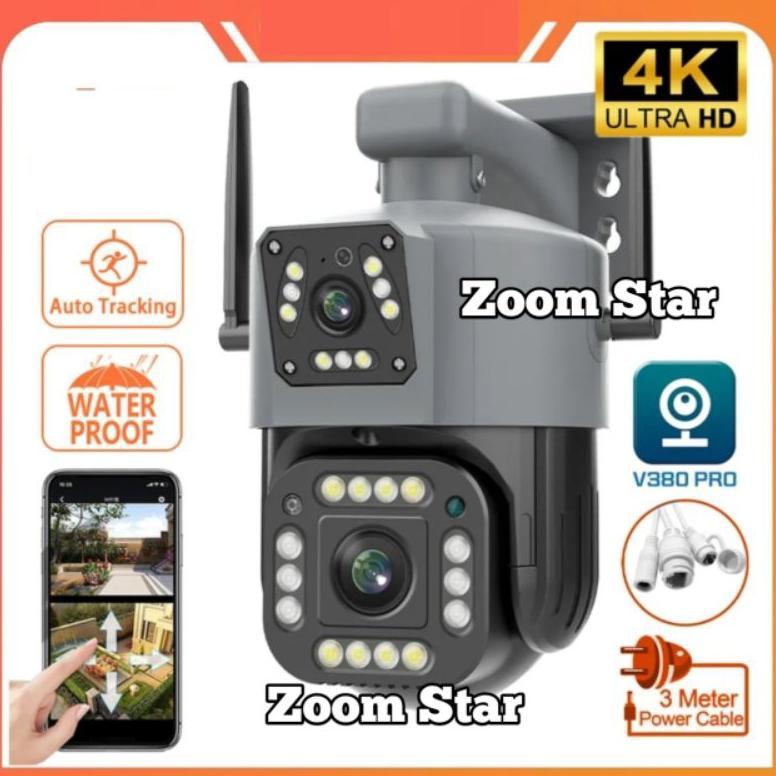 CamKeamanan- IP CAMERA CCTV OUTDOOR WIFI V380 DOUBLE LENSA 360 PTZ CAMERA DOUBLE LENSA