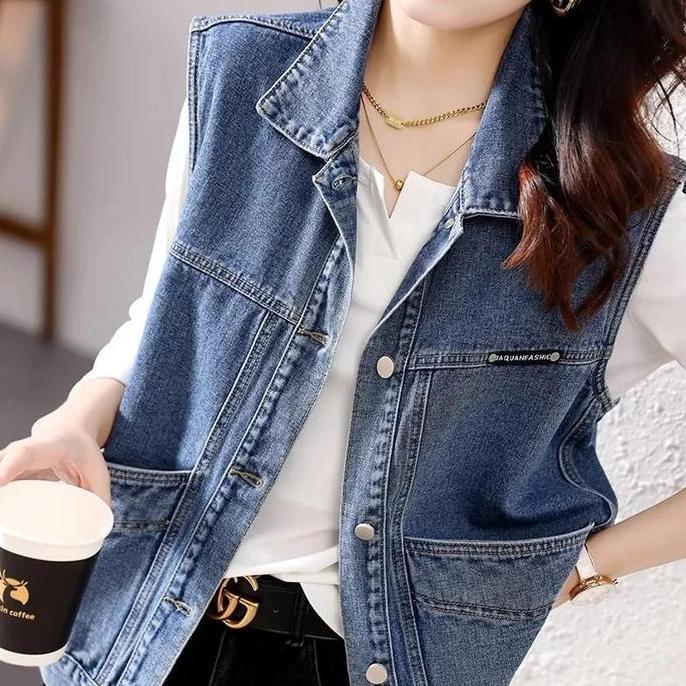 Langsungaja- 982-Rompi Jeans Wanita/Rompi Wanita/Blazer Jeans Wanita Atasan Panjang