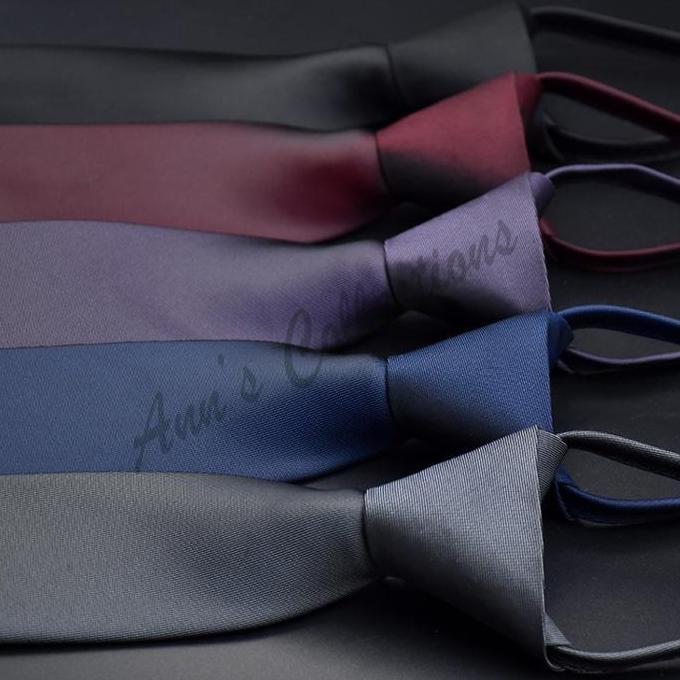 Koleksibajuanna Dasi Pria Resleting Slim Monochrome Langsung Pakai High Quality Bahan Tenun Sutra Po