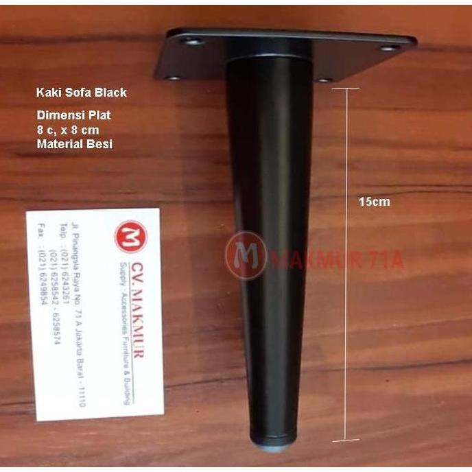 Kaki Meja Besi 15 cm Hitam Black Matte