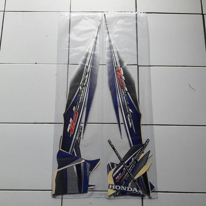 Striping body motor / stiker honda Supra Fit New 2006 Silver-biru