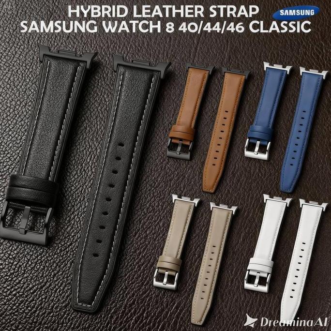 Leather Rubber Strap Samsung Watch 8 40mm/44mm/46mm Classic Strap Kulit Samsung Watch 8
