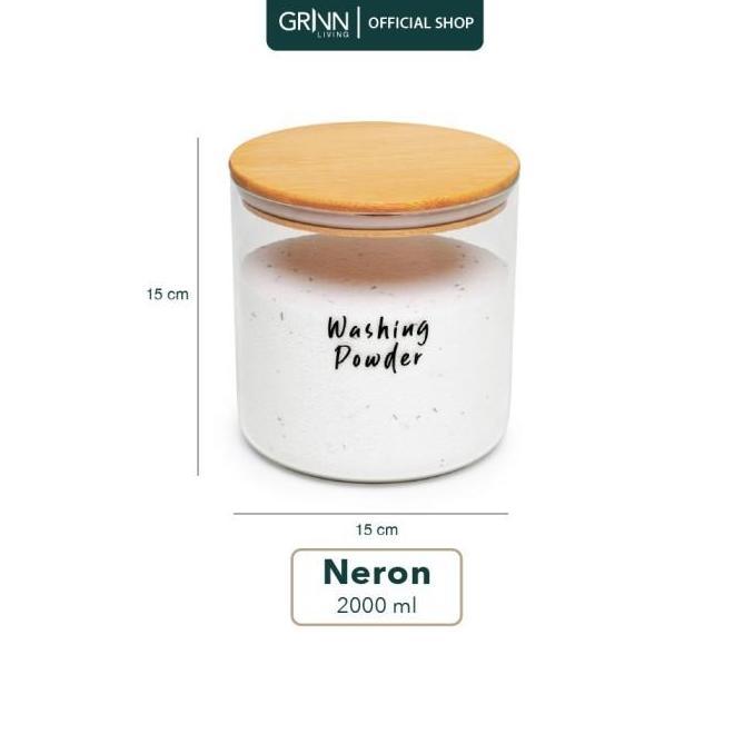 Grinn Living Set Paket Neron Glass Jar 2000 ml Toples Beras Kayu