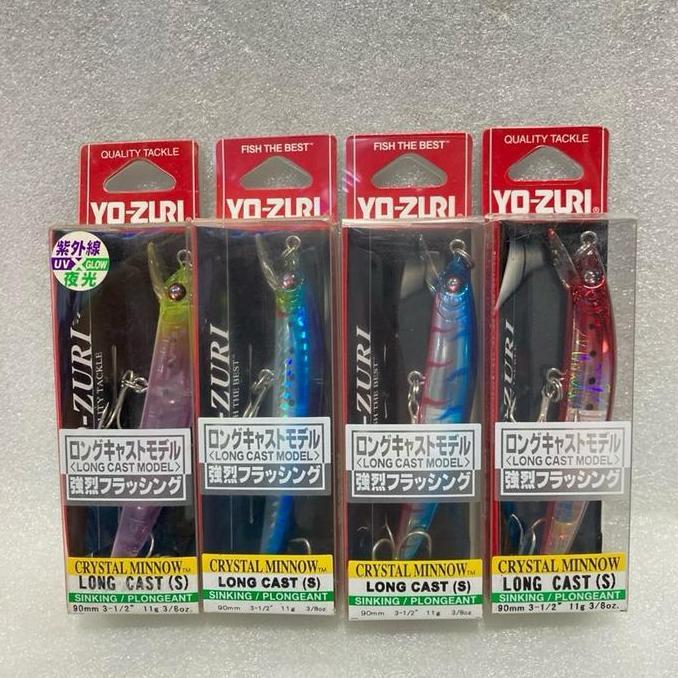 Umpan lure casting Yozuri crystal minnow long cast 90mm 11g type sinking