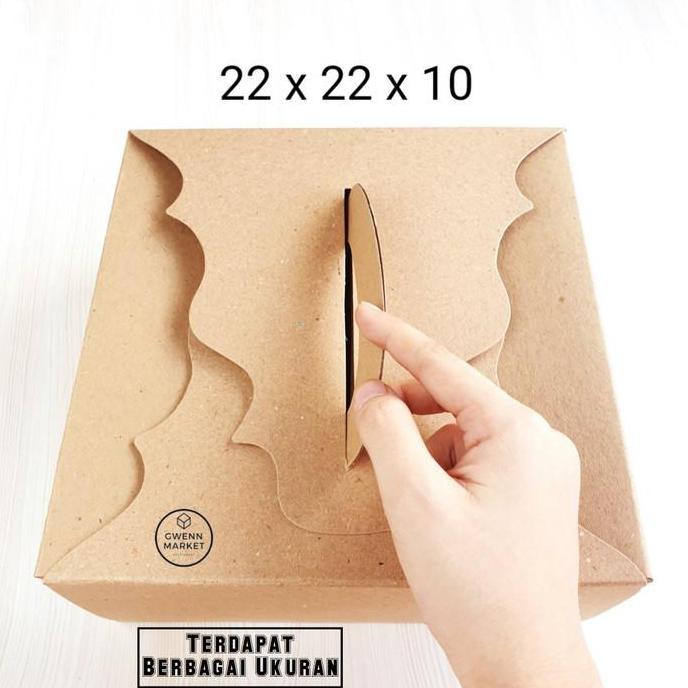 Dus kue Kraft coklat premium tebal handle kotak kue cake box cake 22cm