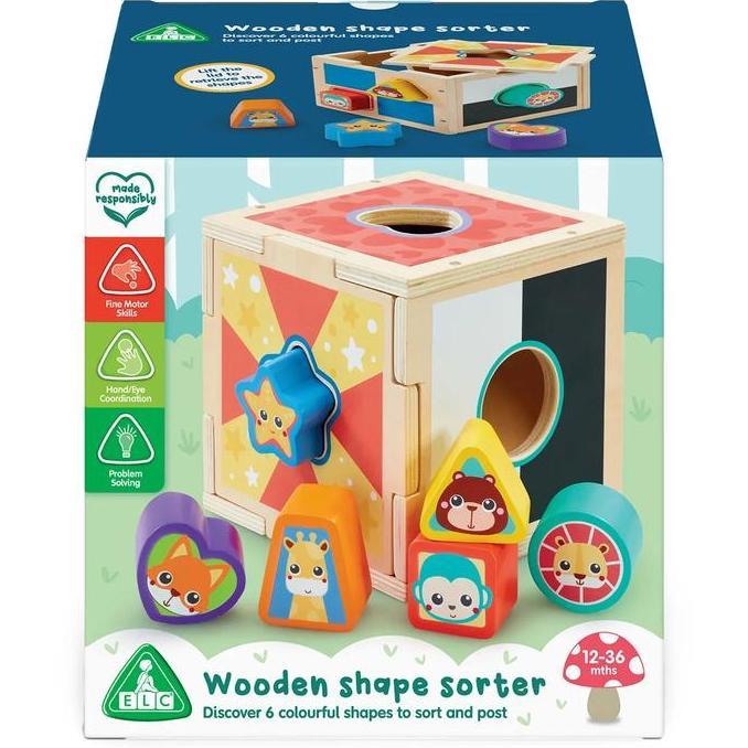 ELC Wooden Shape Sorter - Mainan Edukasi Balok Kayu Anak Bayi