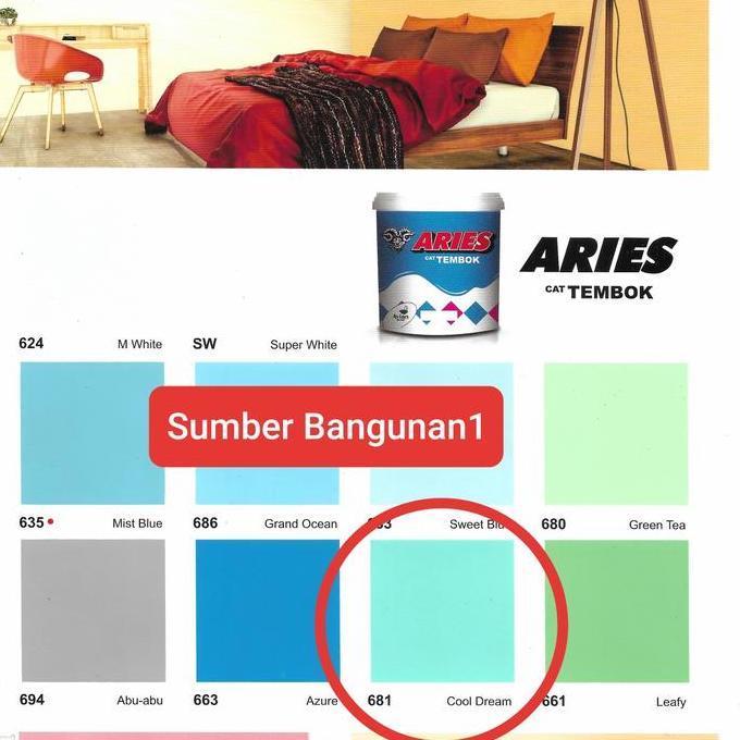 Cat Tembok ARIES 5kg 681 Cool Dream hijau biru tosca dinding triplek