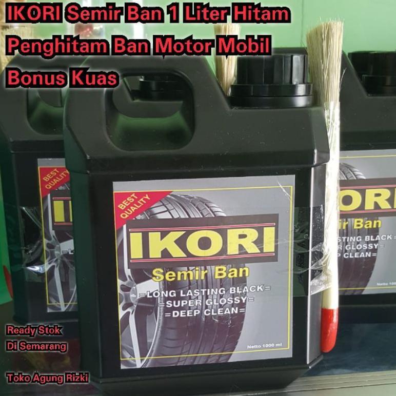 Awet Cairan Ikori Semir Ban 1 Liter Hitam Penghitam Ban Motor Mobil Bonus Kuas